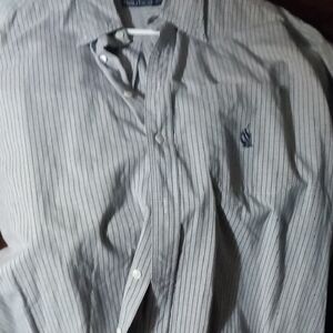 Nautica Men's Blue Striped Button Down Shirt